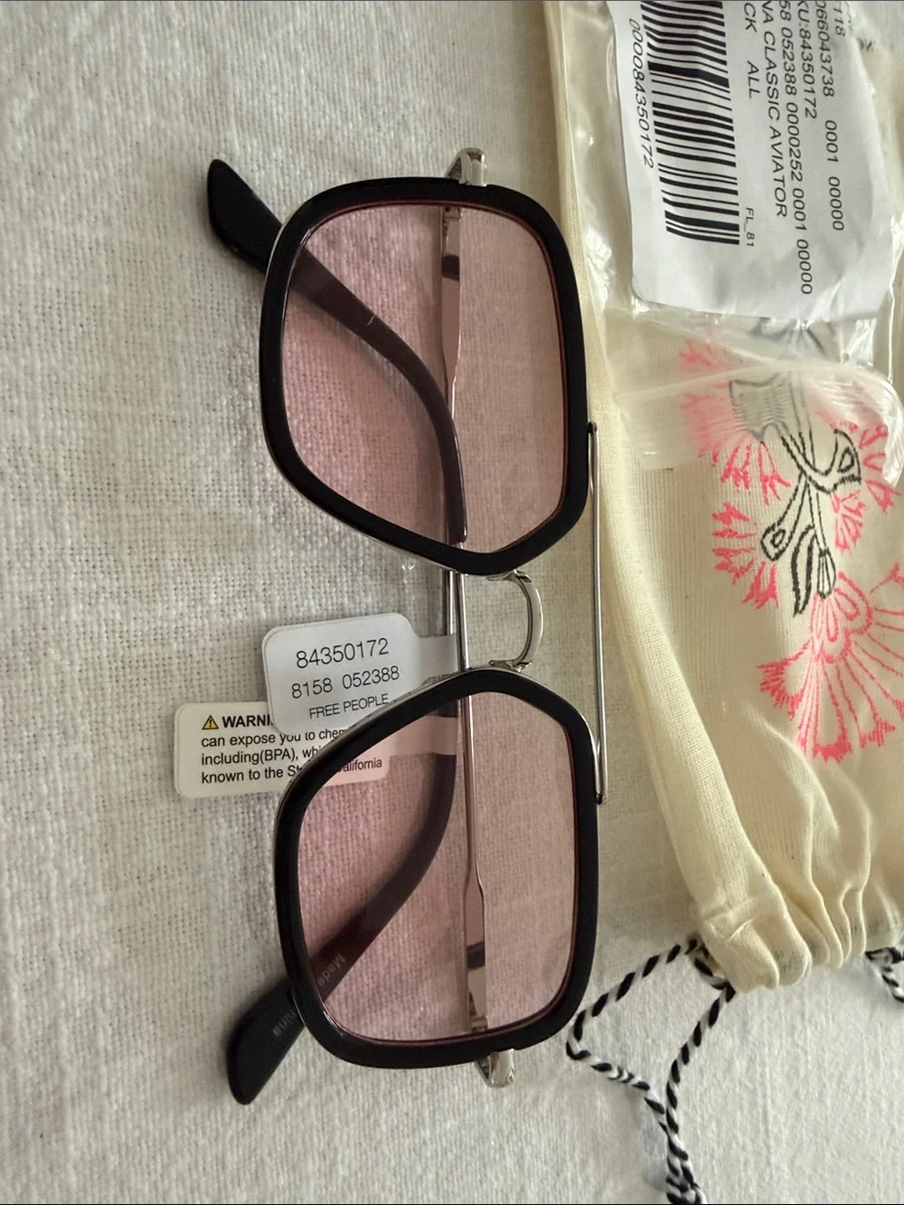Free People Black and Grapefruit Luna Sunglasses